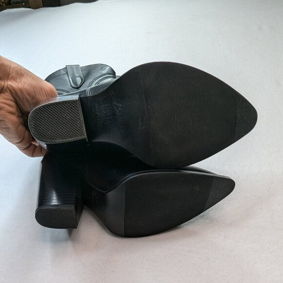 ISNOM Cowgirl Embroidered, Pointed Toe, Chunky Heel Boots Size 7 - Picture 8 of 14